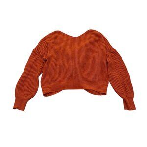 Windsor Rust Twist Front Knit Sweater Cropped Long Sleeve